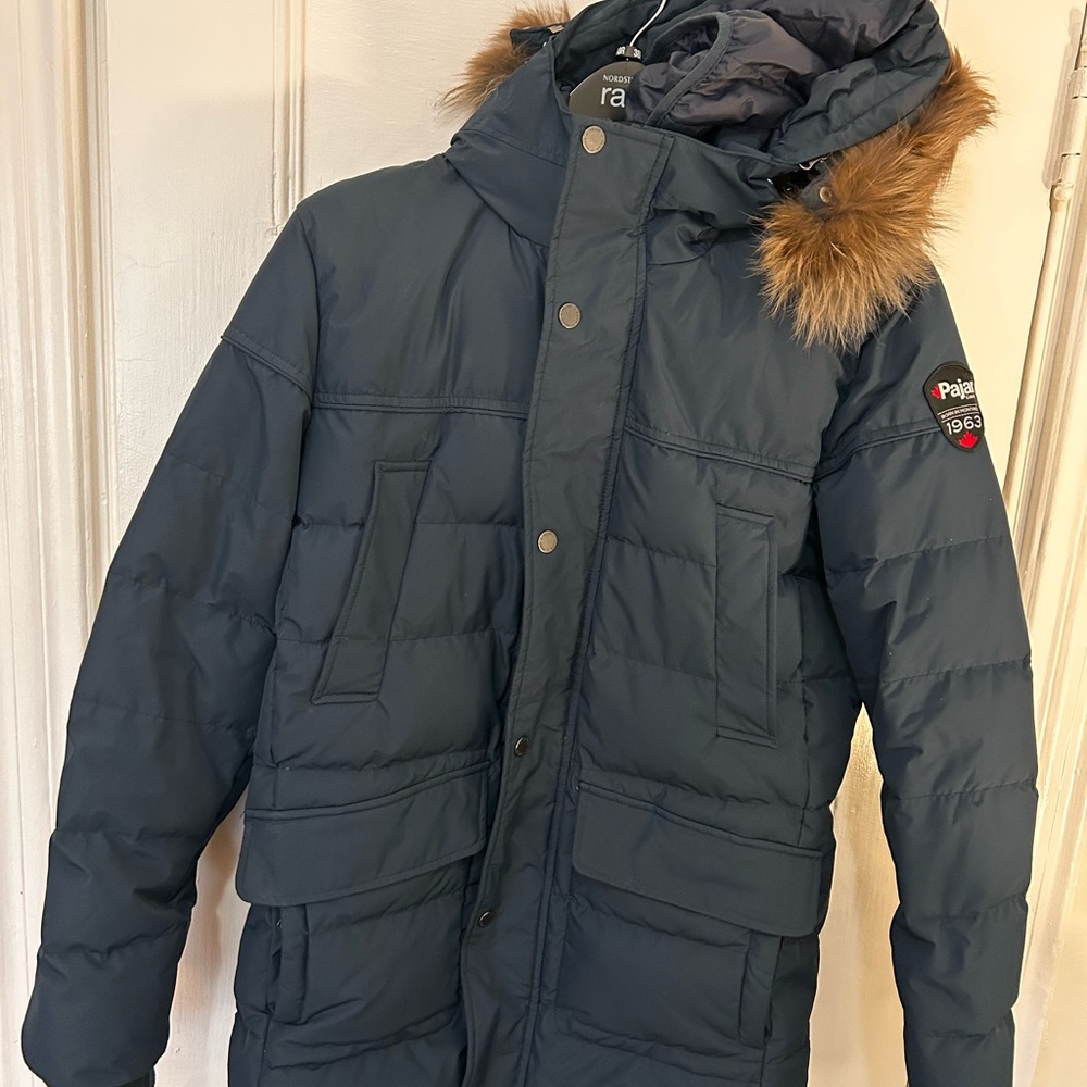 Pajar Navy Puffer Jacket with Faux Fur Trim